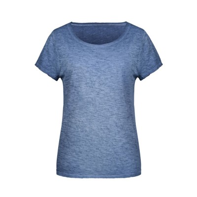 James & Nicholson - Damen Slub-T-Shirt 8015, denim, Größe XS