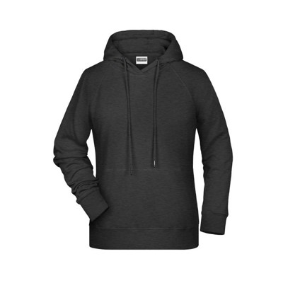 James & Nicholson - Damen Kapuzensweatshirt 8023, schwarz hether, Größe XXL