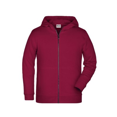 James & Nicholson - Kinder Hoody Sweatjacke 8026K, wein-rot, Größe XL