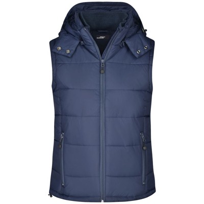 James & Nicholson - Damen Steppweste mit abnehmbarer Kapuze JN1005, navy-blau, Größe XXL