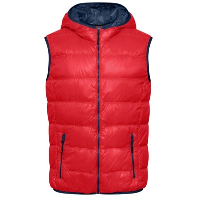 James & Nicholson - Herren Sommer Daunenweste JN1062, rot/navy-blau, Größe M