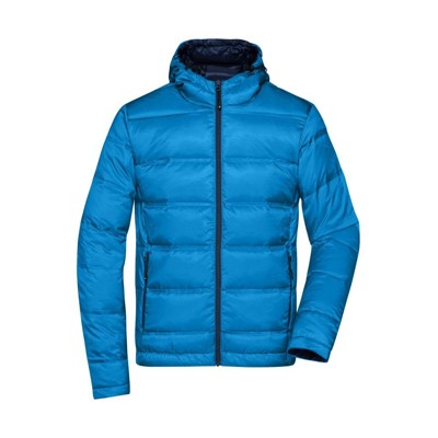 James & Nicholson - Herren Kapuzen Daunenjacke JN1152, blau/navy-blau, Größe L