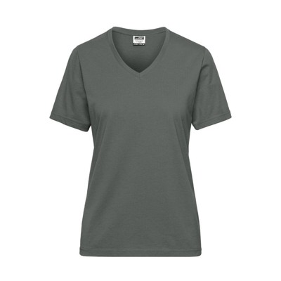 James & Nicholson - Damen BIO Workwear T-Shirt JN1807, dunkelgrau, Größe XS
