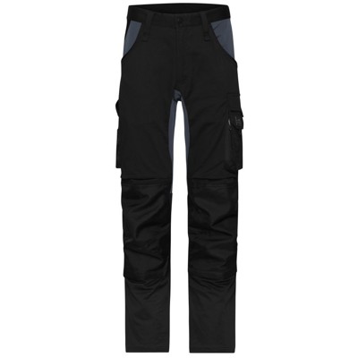 James & Nicholson - Workwear Stretch-Arbeitshose Slim Line JN1812, schwarz/carbon, Größe 52