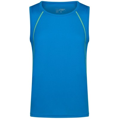 James & Nicholson - Herren Fitness Tanktop JN494, hellblau/hellgelb, Größe S
