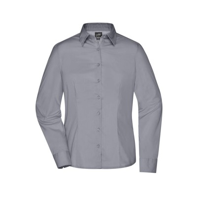 James & Nicholson - Damen Langarm Business Bluse JN641, stahl-grau, Größe XL