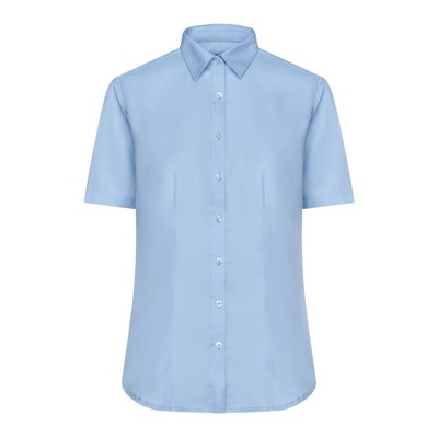 James & Nicholson - Kurzarm Damenbluse Micro-Twill JN683, hellblau, Größe L