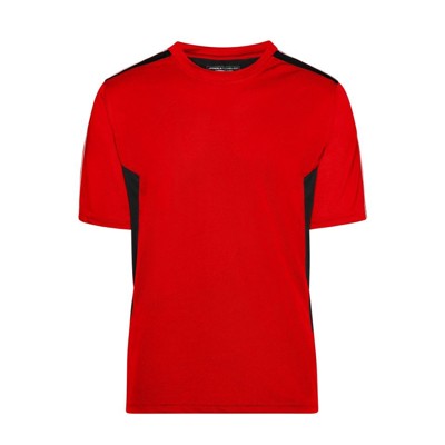 James & Nicholson - Work T-Shirt JN827, rot/schwarz, Größe XL