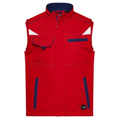 James & Nicholson - Softshell Workwear Weste JN852, rot/navy-blau, Größe M