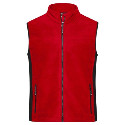 James & Nicholson - Herren Workwear Fleece Weste JN856, rot/schwarz, Größe 6XL
