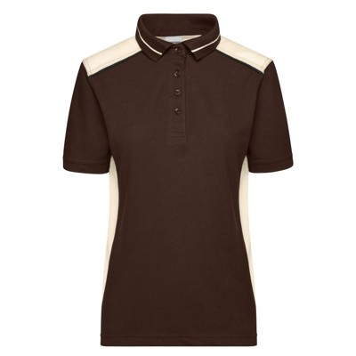 James & Nicholson - Damen Workwear Poloshirt Kontrast JN857, braun/stein-grau, Größe M