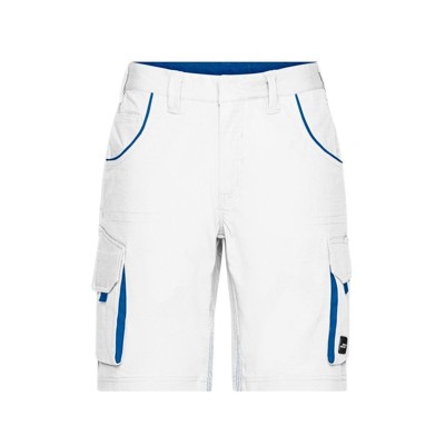 James & Nicholson - Workwear Bermuda JN872, weiß/königs-blau, Größe 56