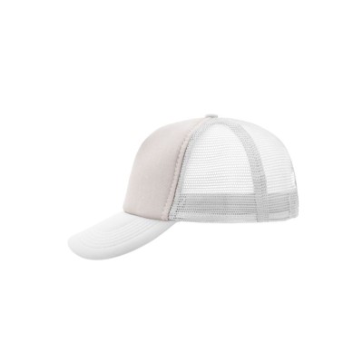 James & Nicholson - 5 Panel Mesh Cap MB070, hellgrau/weiß, Einheitsgröße