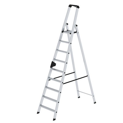 MUNK Günzburger Steigtechnik - Stehleiter 9 Stufen, Aluminium, einseitig begehbar, H 2760mm, B 650mm