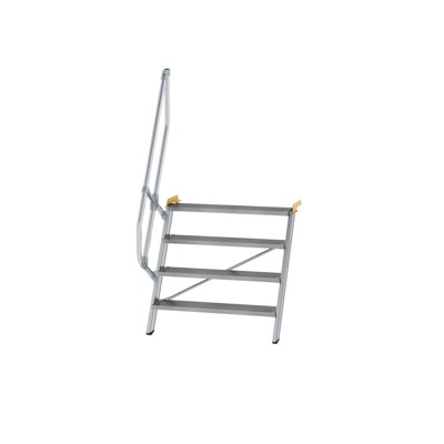 MUNK Günzburger Steigtechnik - Alutreppe 4 Stufen, 60°, Breite 1000mm, einseitiger Handlauf, Stufentiefe 200mm