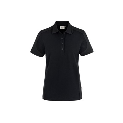 HAKRO - Damen Poloshirt Contrast Mikralinar® 239, schwarz/anthrazit, Größe S