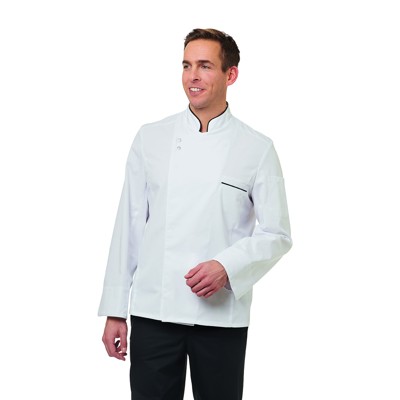 Leiber - Kochjacke Herren Langarm weiß/schwarz 12/2756/0110, Größe 44