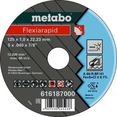 metabo® - Flexiarapid 125x1,0x22,23 Inox, Trennscheibe, gerade Ausführung (616187000)