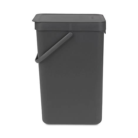 Abfallsammler Sort & Go, rechteckig, mit Wandhalterung, Deckel & Griff, 16 l, Kunststoff, grau