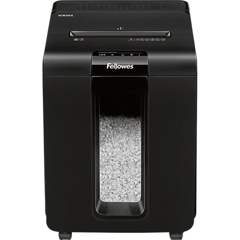 Aktenvernichter Fellowes® AutoMax 100M, Vollautomatik, Mini-Partikelschnitt 4 x 10 mm, P-4, 23 l, 9-100 Blatt Schnittleistung, schwarz