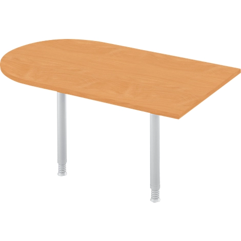 Ansatztisch, Bogenform, B 1400 x T 800 mm, Buche/weißalu