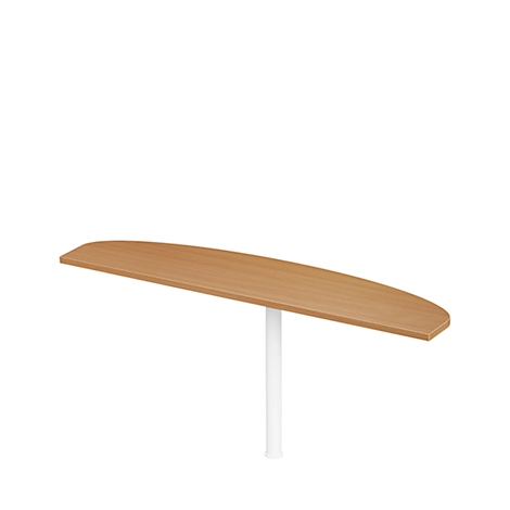 Ansatztisch PLANOVA BASIC, Ellipsenform, B 1800 x T 400 mm, Buche-Dekor/weiß