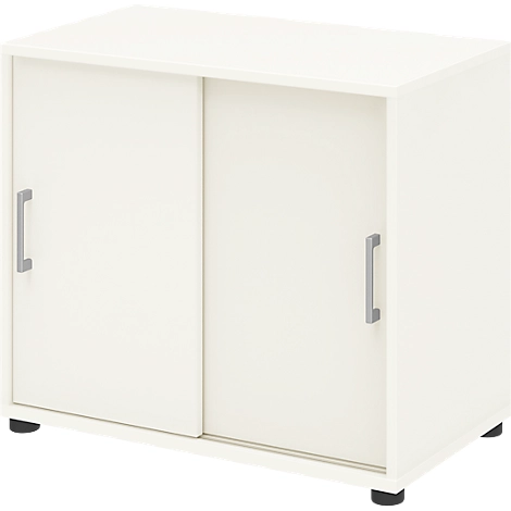 Anstellschrank TEMPIO, aus Holz, 2 Schiebetüren, 2 OH, B 800 x T 430 x H 740 mm, weiß/weiß