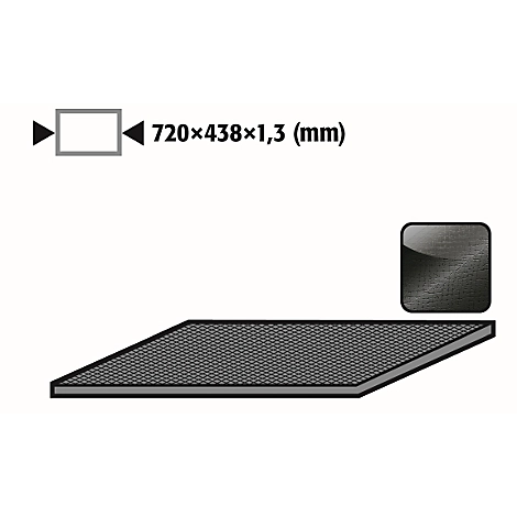 Antirutschmatte für asecos Sicherheitsschränke der UB90 und UB30 Serie, schwarz, B 720 x T 438 x H 1,3 mm