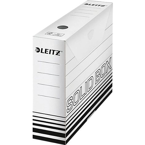 Archivschachtel Leitz Solid Box 6127 80 mm, DIN A4, für 700 Blatt, 10 Stück, weiß