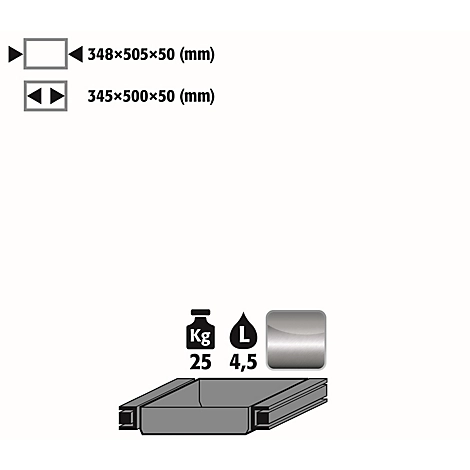 Auszugswanne Standard für asecos Sicherheitsschränke der Q30, Q90, S90 und K90 Serie, Edelstahl 1.4301, B 348 x T 505 x H 50 mm, 4,5 l, bis 25 kg