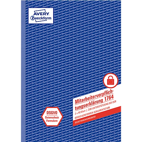 Avery Zweckform Mitarbeiterverpflichtungserklärung nach DSGVO, A4, selbstdurchschreibend, 2x40 Blatt