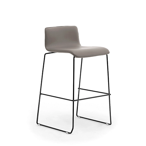 Barhocker Zerosedici, stapelbar, Gestell schwarz lackiert, Bezug grau, 2 Stück