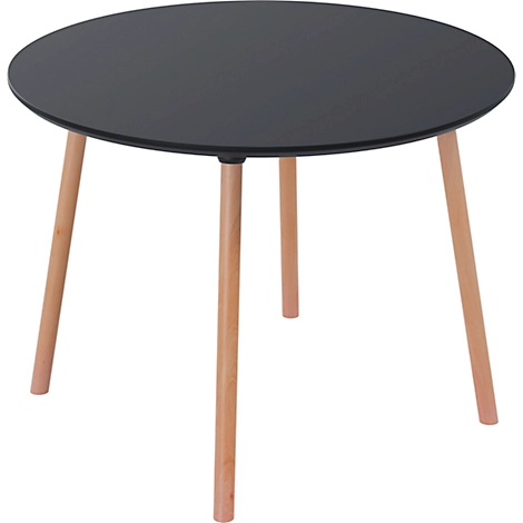 Bistrotisch Palomba, rund, 4-Fuß Gestell aus Massivholz, Ø 1000 x H 750 mm, schwarz/Buche