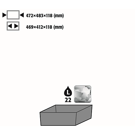 Bodenauffangwanne Stawa-R für asecos Chemikalienschränke der CS Serie, Stahlblech, B 472 x T 483 x H 118 mm, 22 l