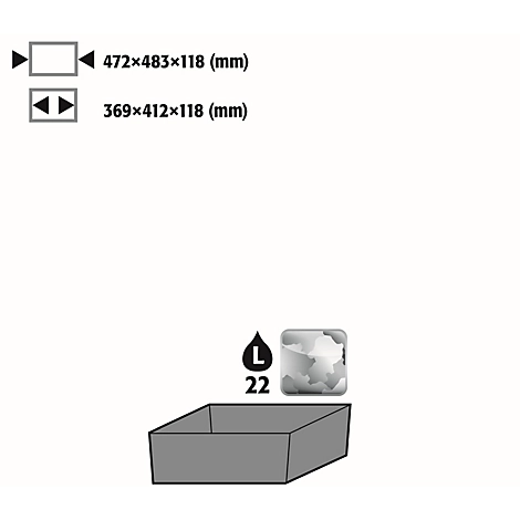 Bodenauffangwanne Stawa-R für asecos Chemikalienschränke der CS und CX Serie, Stahlblech, B 472 x T 483 x H 118 mm, 22 l