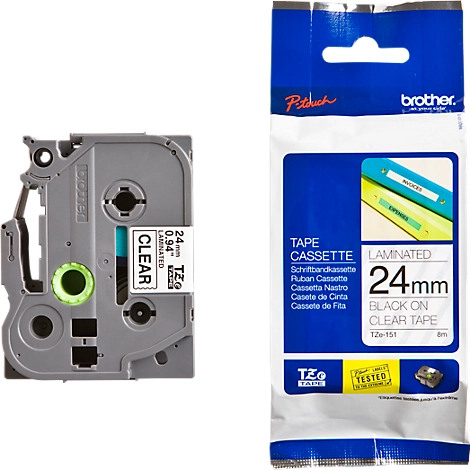 Brother Schriftbandkassette TZe-151, 24mm, farblos/schwarz