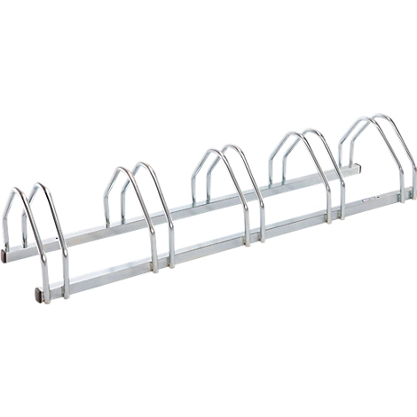 Bügelparker, 1-seitg, für Reifen mit B 35-55 mm, B 1330 x T 330 x H 260 mm, Stahl feuerverzinkt, 5 Einstellplätze, montiert