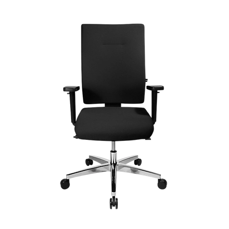 Bürostuhl PROFI STAR 15 high, mit Armlehnen, Synchronmechanik, Flachsitz, für große Menschen, schwarz/alusilber