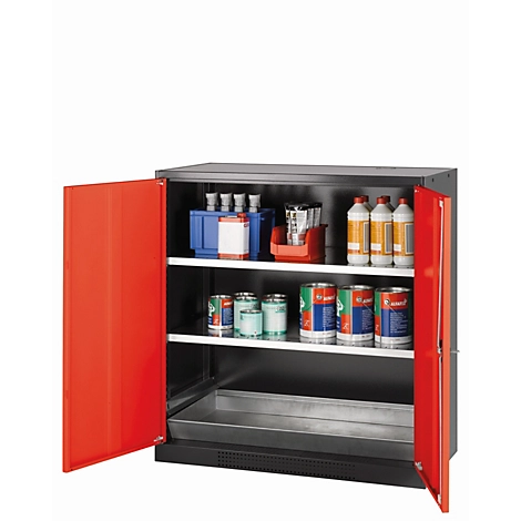 Chemikalienschrank asecos CS-CLASSIC, Flügeltüren, Front Verkehrsrot, B 1055 x T 520 x H 1105 mm