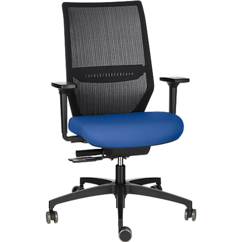 Dauphin Bürostuhl SHAPE ECONOMY 2 MESH, Synchronmechanik, mit Armlehnen, 3D-Sitzgelenk, blau