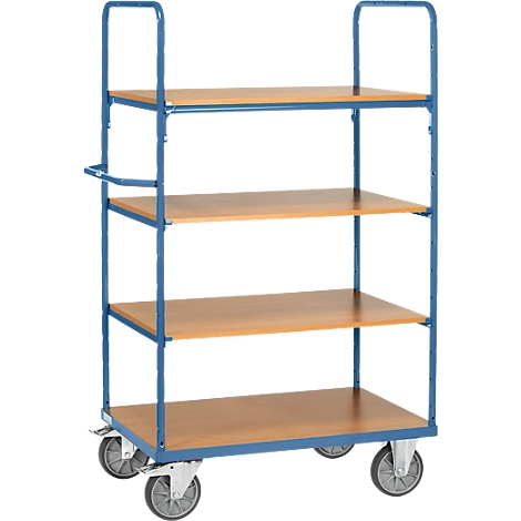Etagenwagen, 4 Holz-Böden, bis 600 kg, 1000 x 600 mm, Stahl, blau – Bild 2