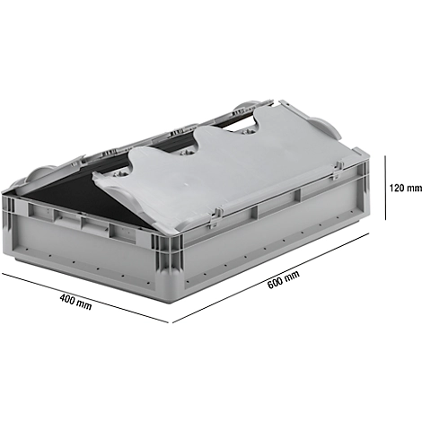 Euro Box Leichtbehälter ELB 6120, aus PP, Inhalt 23,3 L, mit Deckel, grau