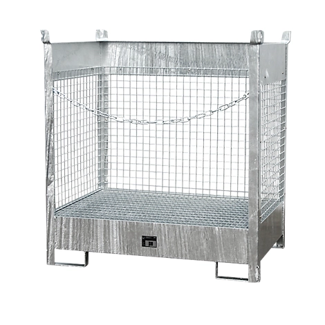 Fass-Stapelpalette Bauer FSP-2 D, Wände aus Drahtgitter, für 2 x 200 l Fass, verzinkt
