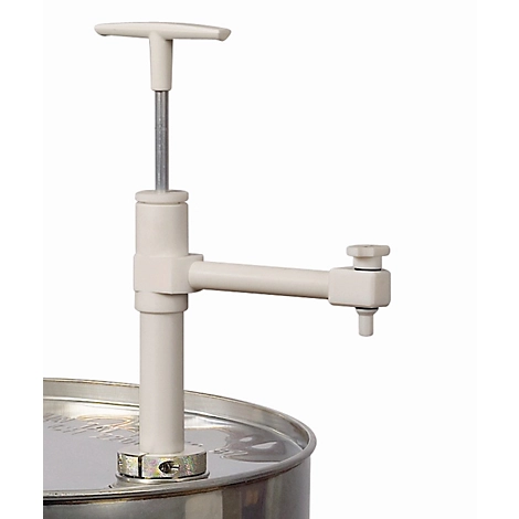 Fasspumpe, 0,4 l/Hub, Polytetrafluorethylen (PTFE), Eintauchtiefe 950 mm, Absperrhahn, für hochreine Flüssigkeiten