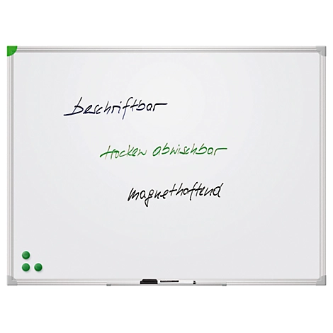 Franken Whiteboard U-Act!Line®, Hoch- & Querformat, emailliert, magnethaftend, recycelbar, mit Ablageschale, B 1800 x H 1200 mm