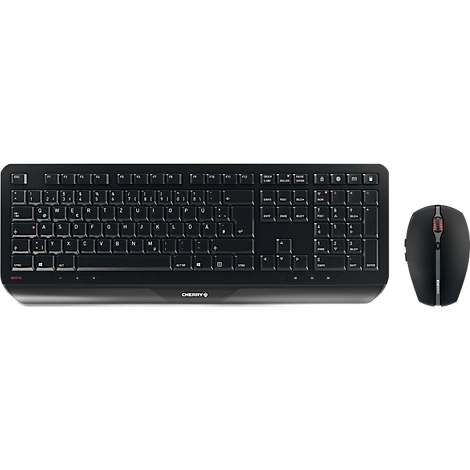 Funktastatur mit Maus CHERRY GENTIX DESKTOP, ergonomisch, QWERTZ-Tastatur, Maus mit 6 Tasten, Scrollrad, 1000/2000 dpi, bis 10 m, USB-Empfänger