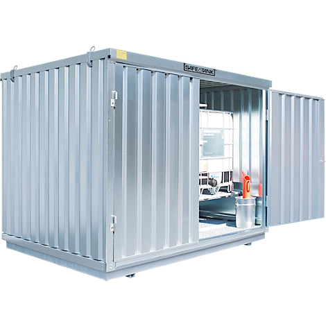 Gefahrstoffcontainer SAFE Tank 1000 KTC, verzinkt, B 3050 x T 2170 x H 2310 mm, für 2 x 1000 l IBC