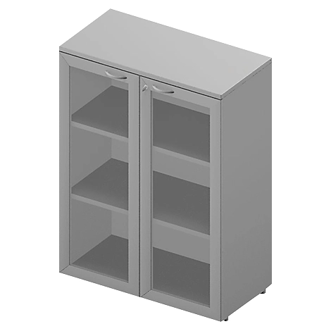 Glastürenschrank ARLON OFFICE, 3 Ordnerhöhen, Türen mit Rahmen, B 900 mm, lichtgrau/alu