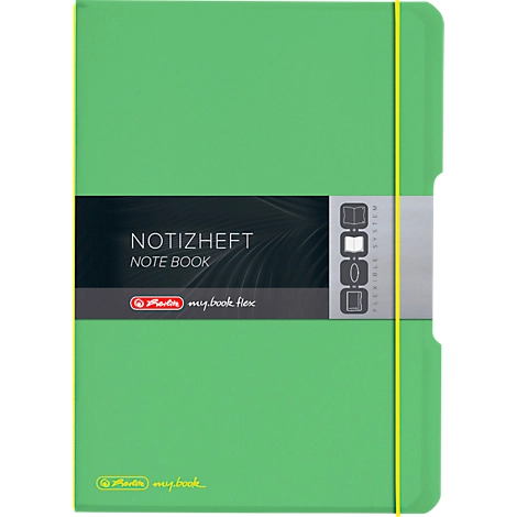 Herlitz Notizbuch my.book, Format DIN A4, Kunststoff, 2 x 40 Blätter kariert/liniert, grün