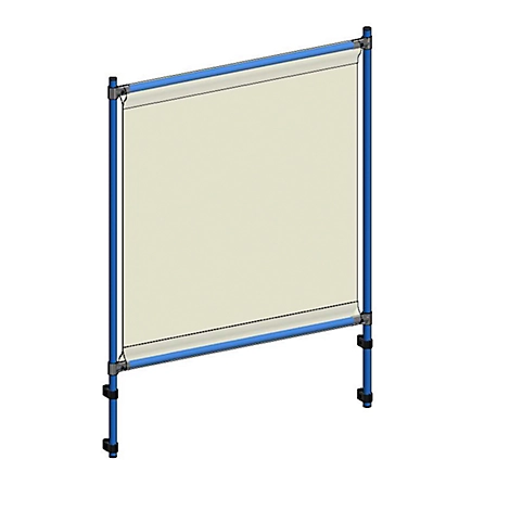 Infektionsschutzrahmen 5900 für fetra Transportgeräte, Stahlrohr/PVC-Folie, brillantblau RAL 5007/glasklar, L 910 x B 49 x H 1410 mm